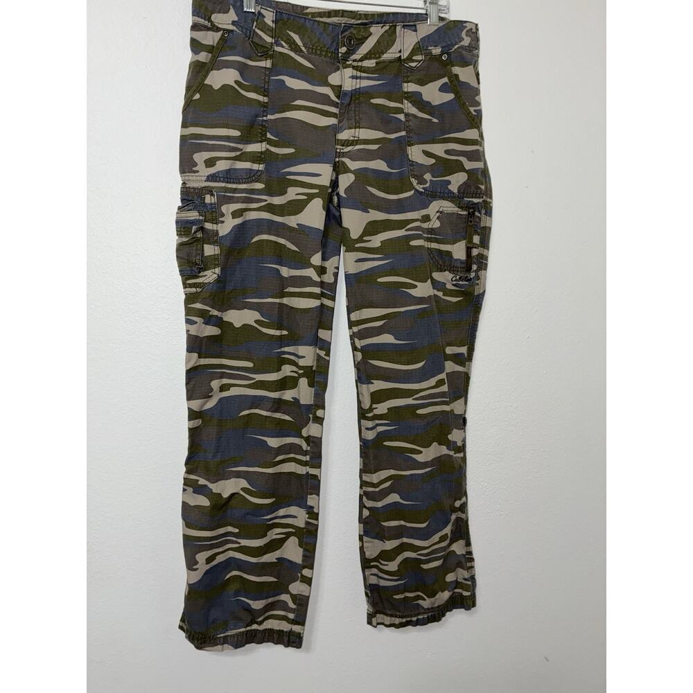 Cabela's Camouflage Utility Cargo Pants Women's 14 Button Zip Hiking Fishing